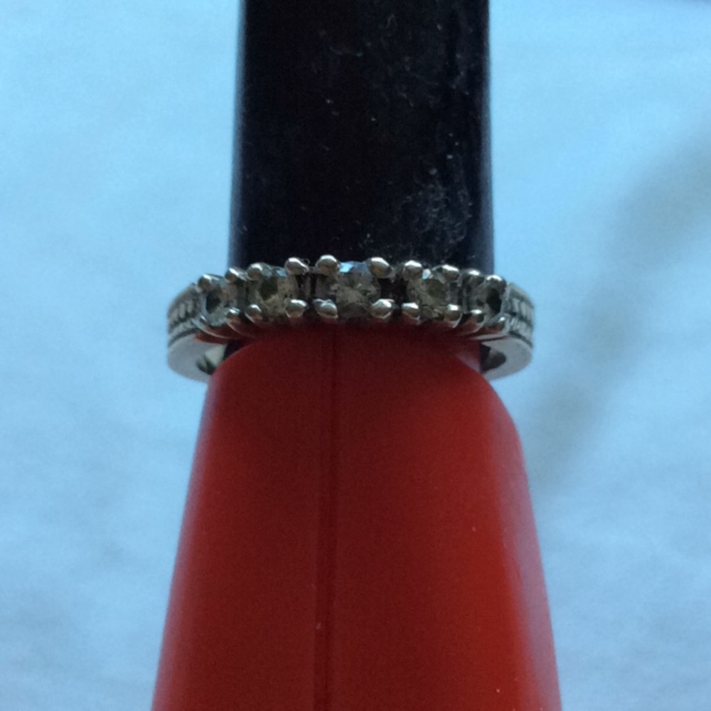 Womens Sterling Silver Pave Ring
